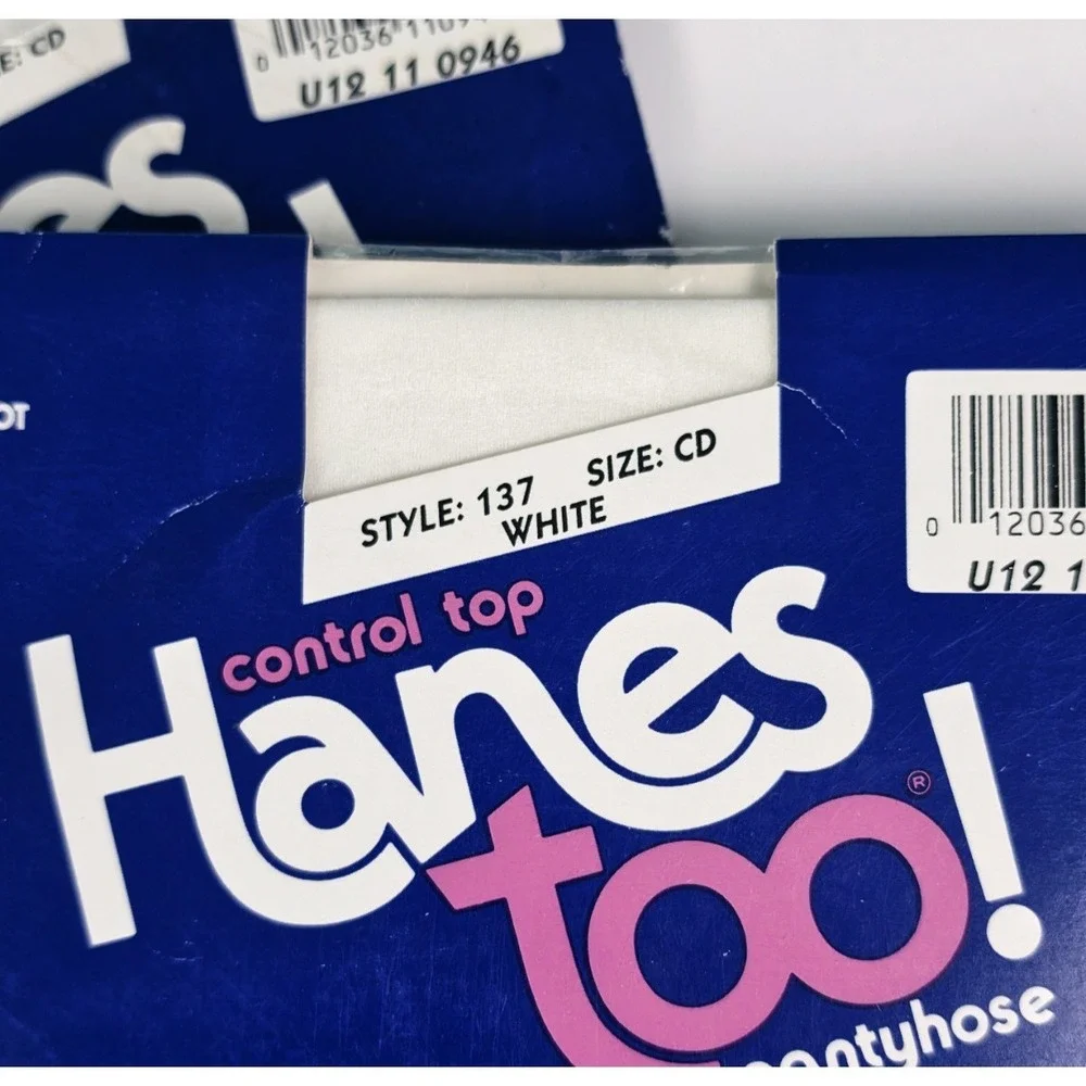 Lot‎ of 2 Vintage Hanes Too Pantyhose White Size CD